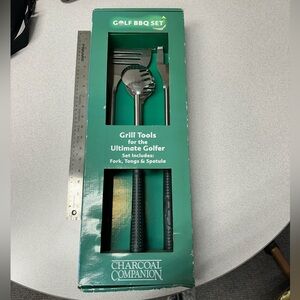 NWT Charcoal Champion Golf BBQ Grill Tools (Fork, Tongs & Spatula)